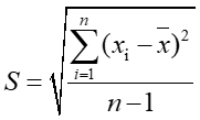 样本标准偏差，样本标准差